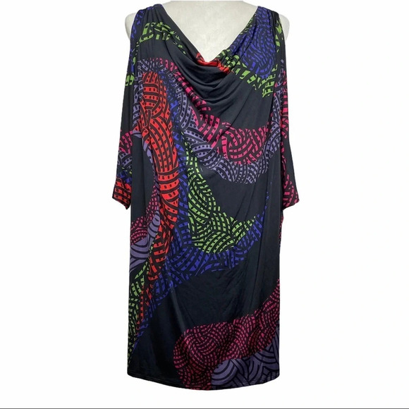 NWT Nine West Colorful Cold Shoulder Dress Size 8 - Picture 1 of 7
